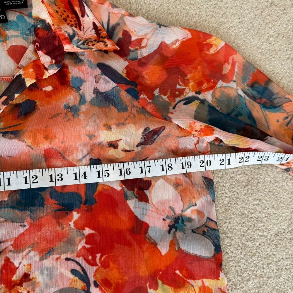New Directions Orange Green Long Sleeve Shirt Dress NWOT - Picture 7 of 11